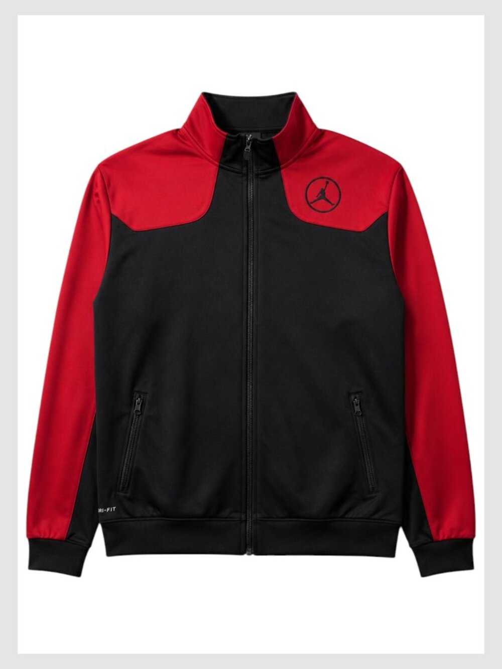 Nike Air Jordan Track Jacket Youth Black Red Jumpman Zip L 16/18